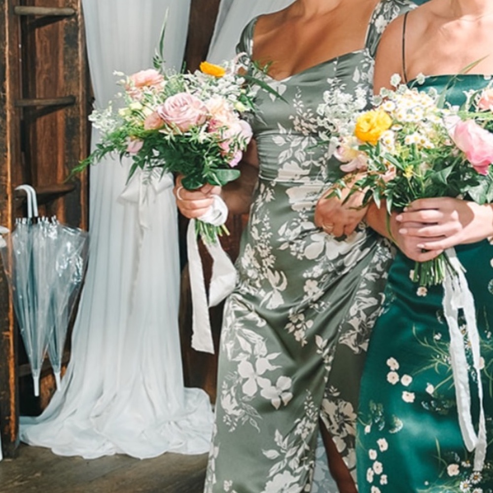 Reformation Floral Satin Dress